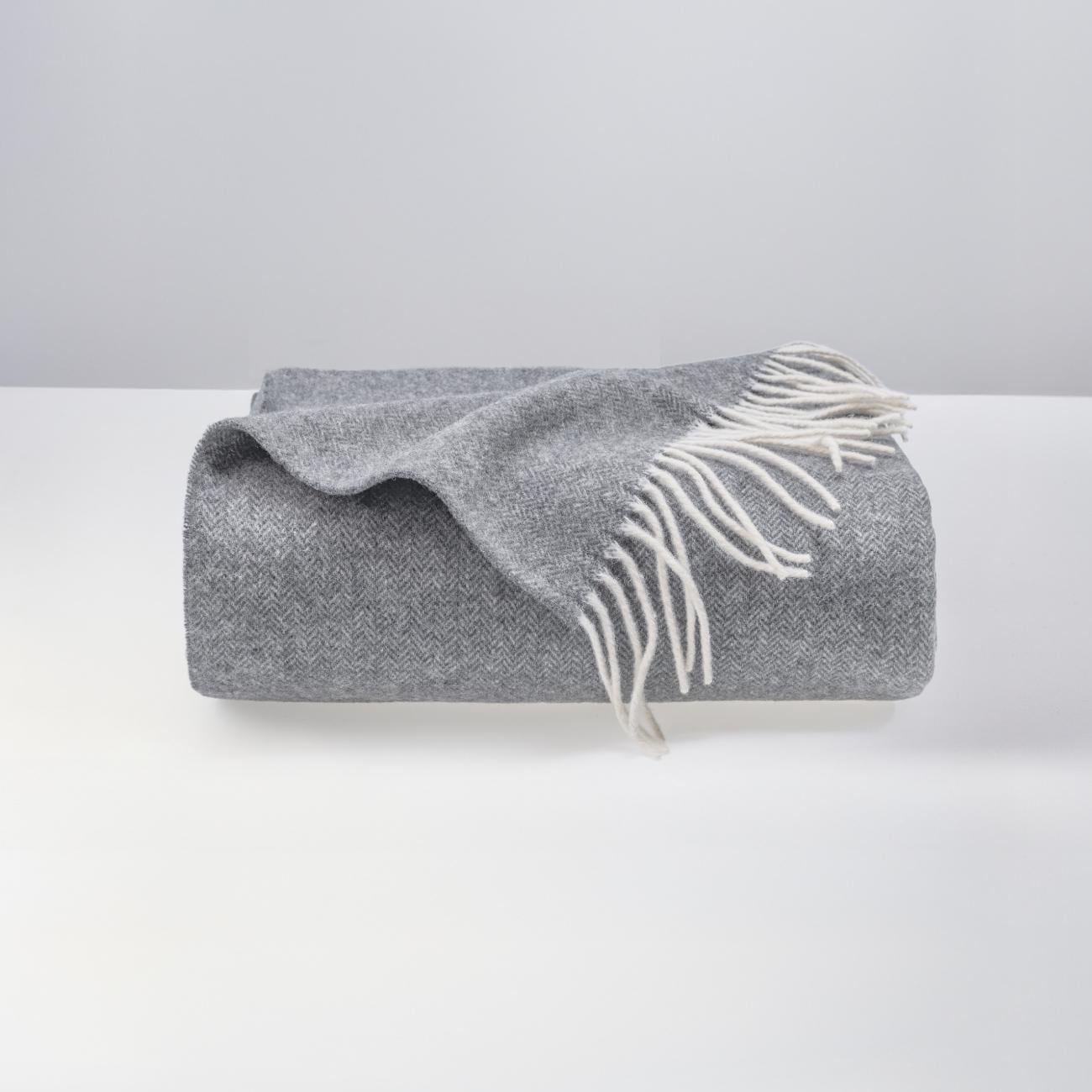 Light Chrome or Dove Grey Cashmere and Merino wool Throw