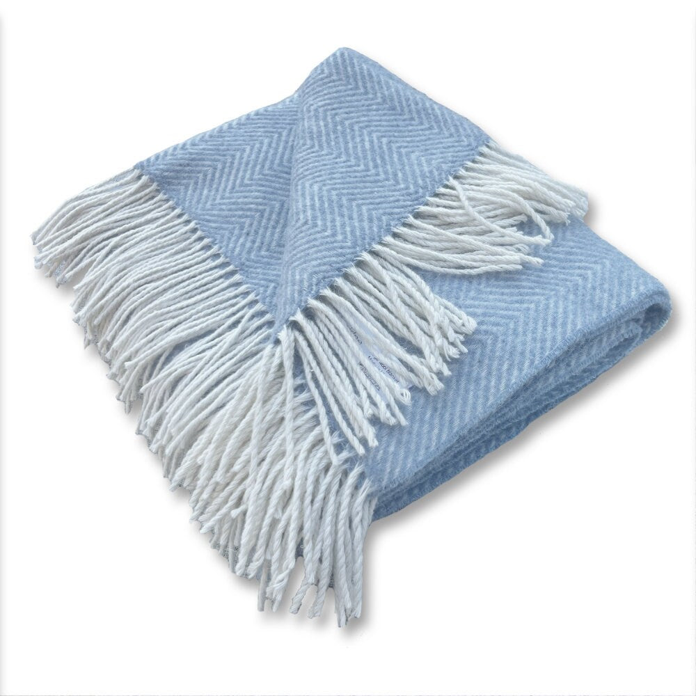 Merino Wool blend Blanket Pacific Blue