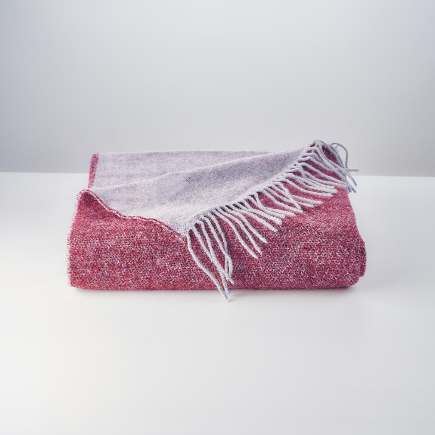 Merino Wool blend Blanket, Burgundy & Perl Grey
