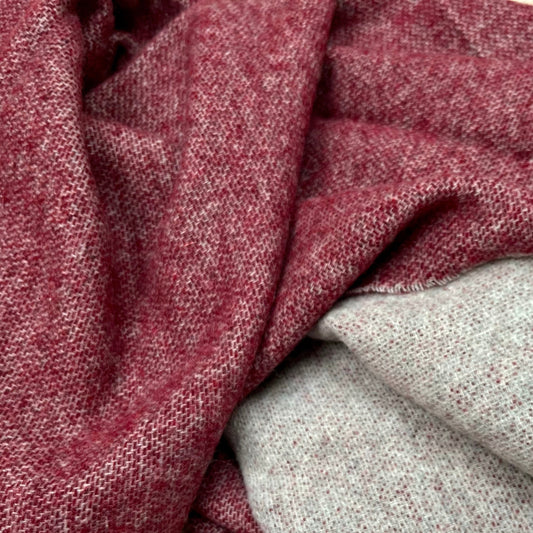 Merino Wool blend Blanket, Burgundy & Perl Grey
