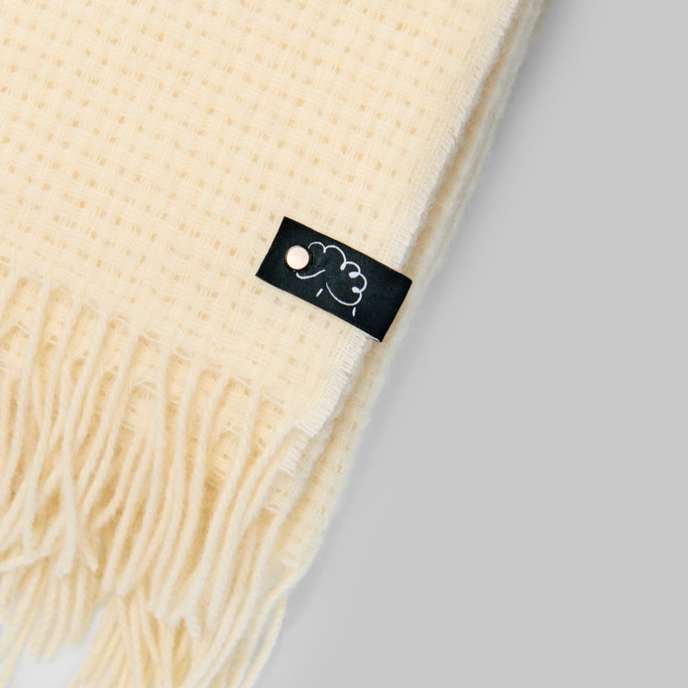 Pure New Wool Textured Blanket Cream