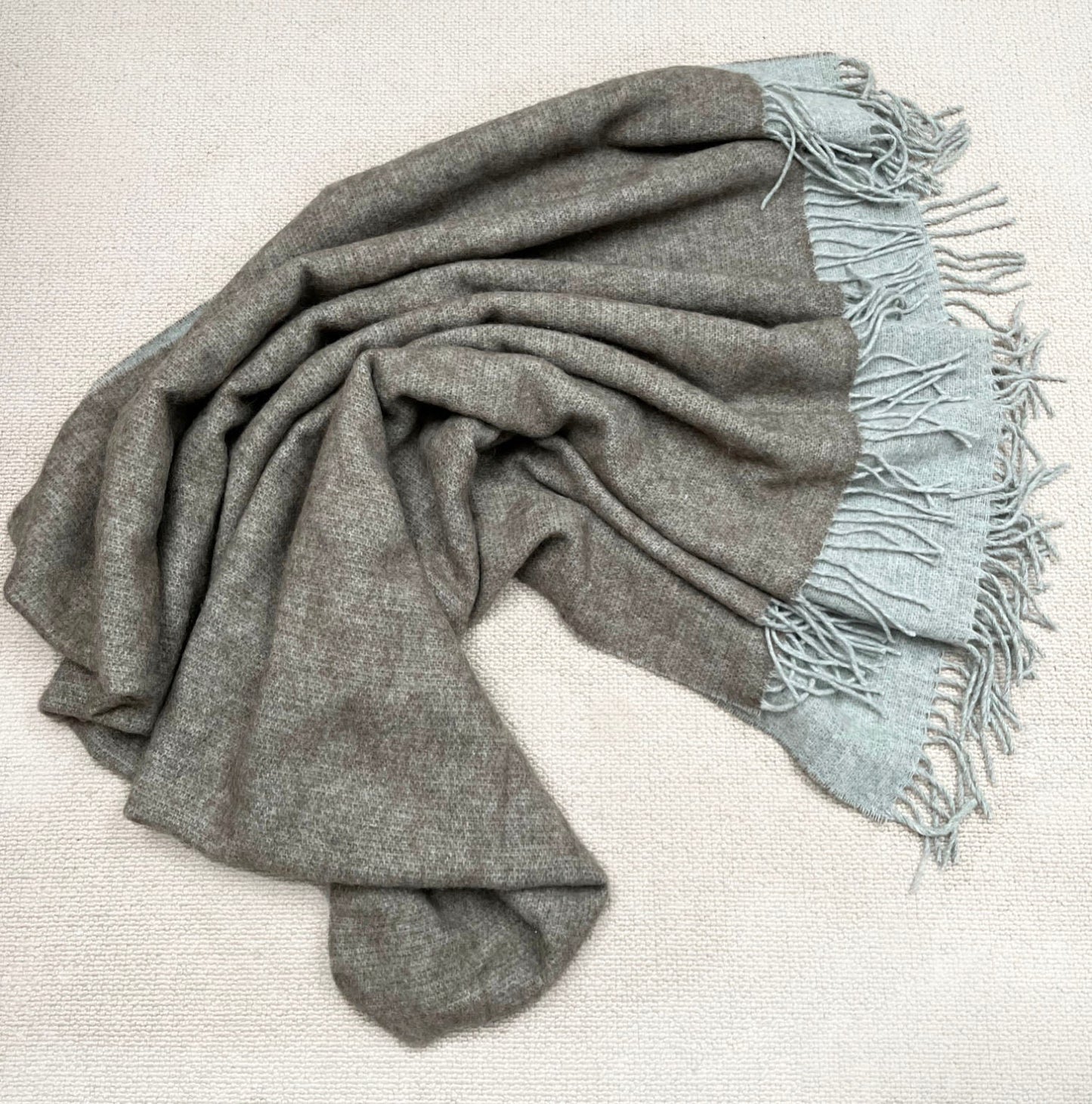 Merino Wool blend Blanket Dark Brown & Silver Grey