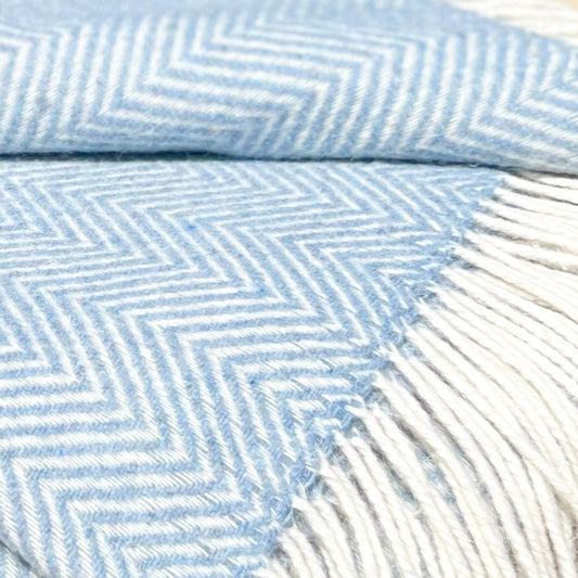 Merino Wool blend Blanket Pacific Blue