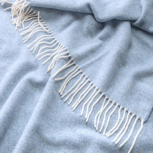 Ocean Blue Cashmere and Merino wool Throw