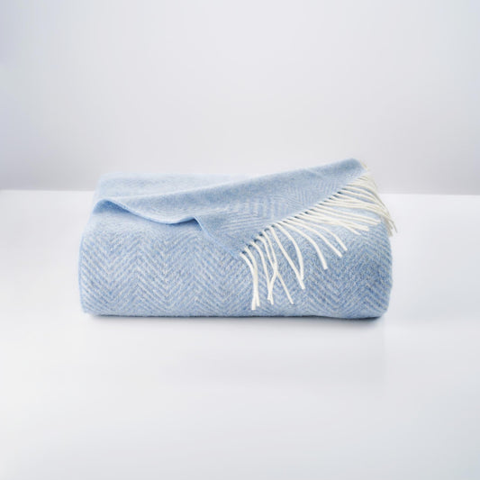 Merino Wool blend Blanket Pacific Blue