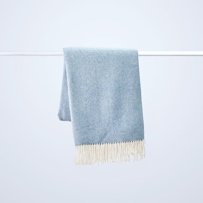 Merino Wool blend Blanket Pacific Blue