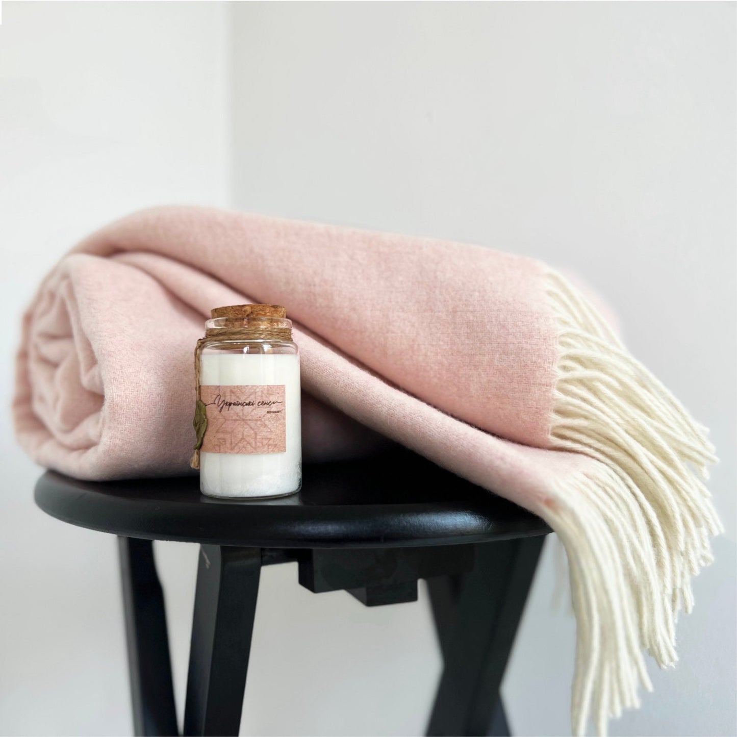 Blush Pink Cashmere and Merino wool Throw