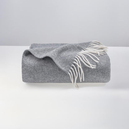 Light Chrome or Dove Grey Cashmere and Merino wool Throw