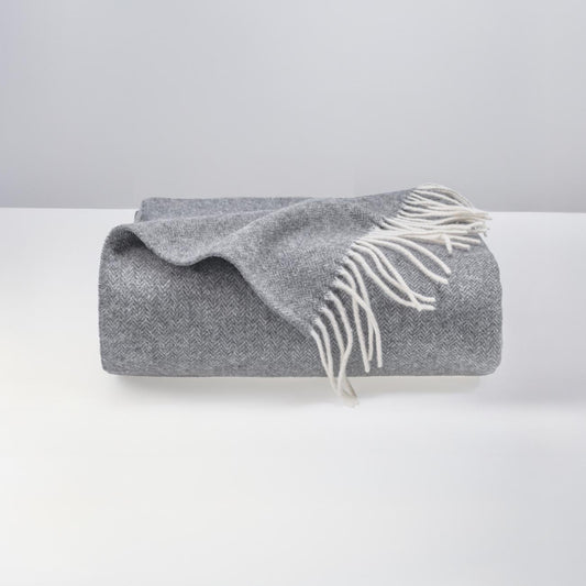 Light Chrome or Dove Grey Cashmere and Merino wool Throw