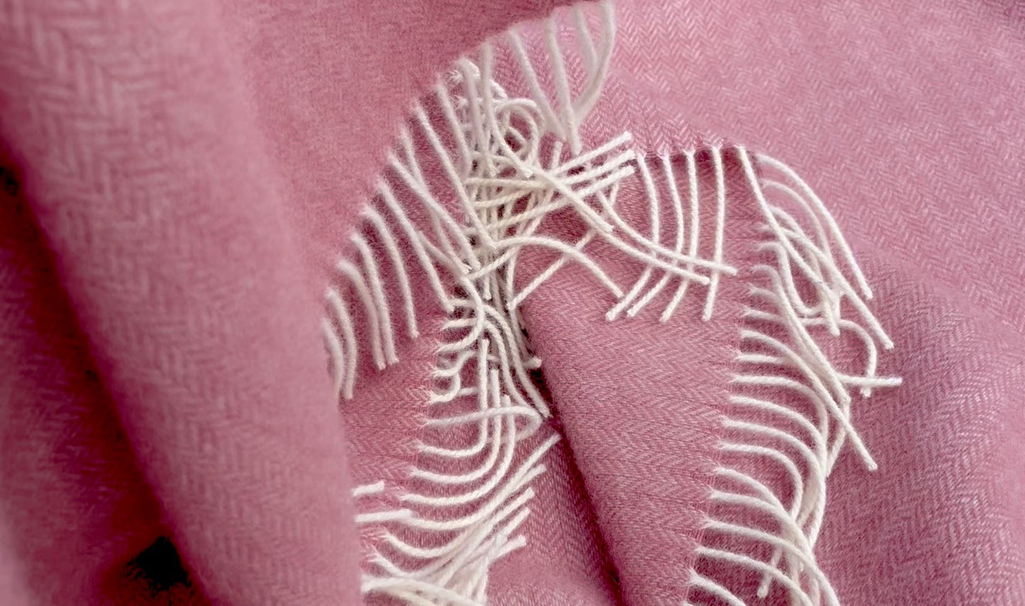 Pure Lambswool Blanket Throw Dusty Rose Pink