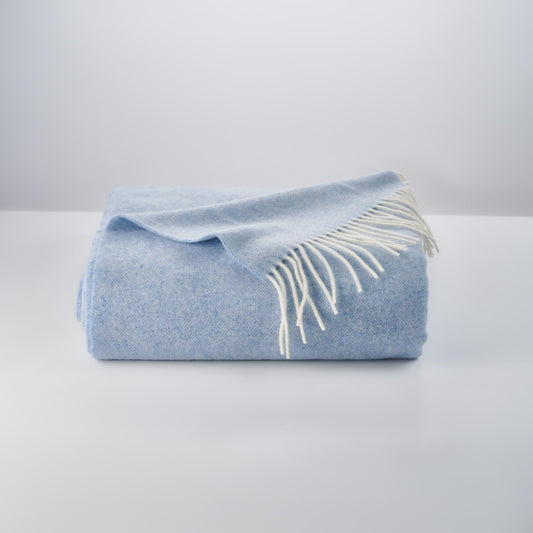 Ocean Blue Cashmere and Merino wool Throw