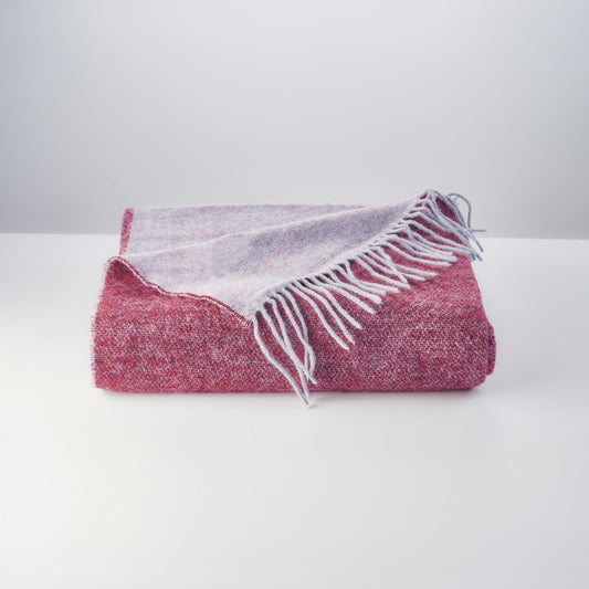 Merino Wool blend Blanket, Burgundy & Perl Grey