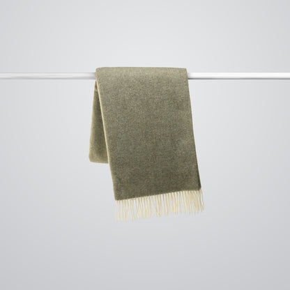 Dark Sage colour pure wool blanket throw 140 x 200cm
