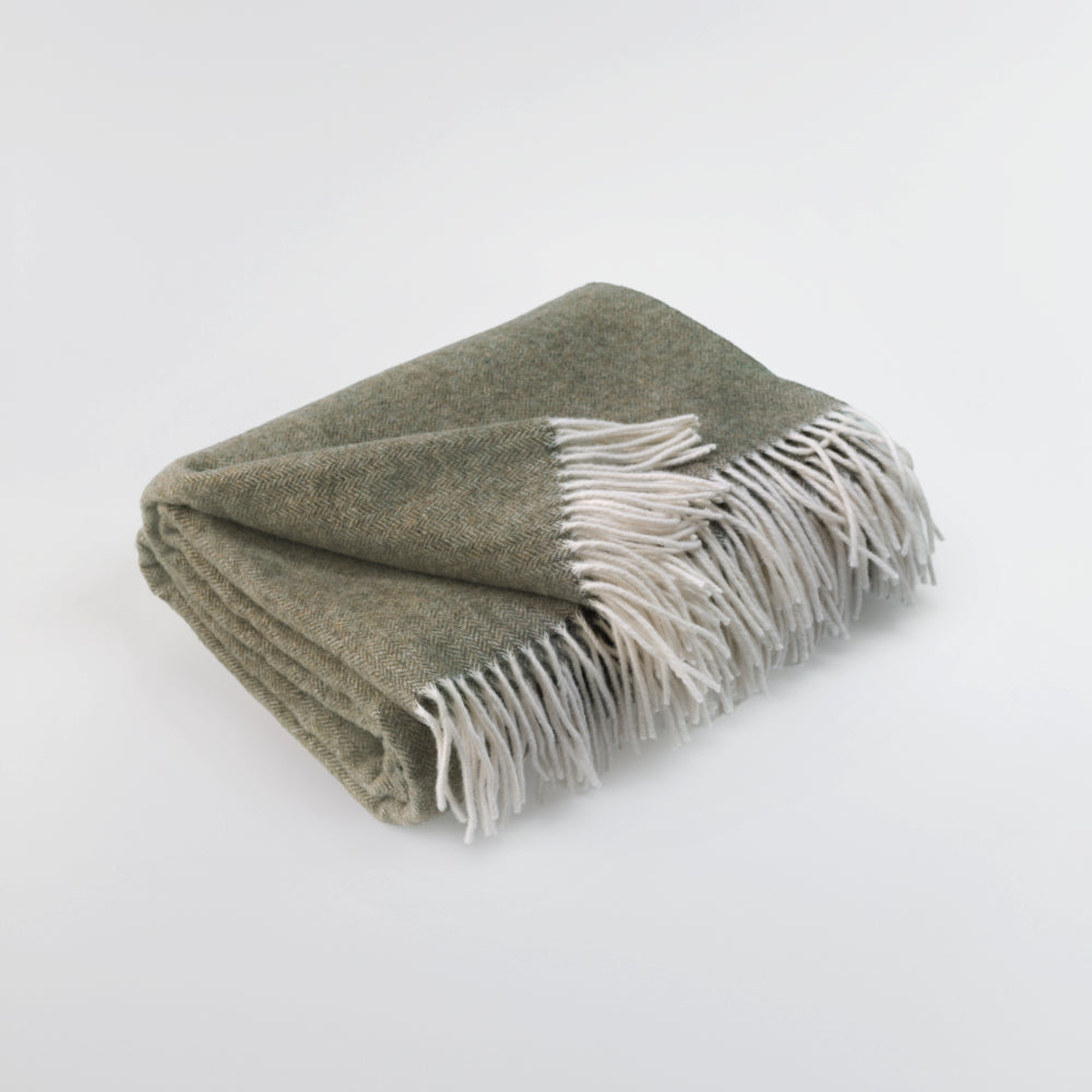 Sofa Throw 100% wool cashmere and extra fine merino in Khaki