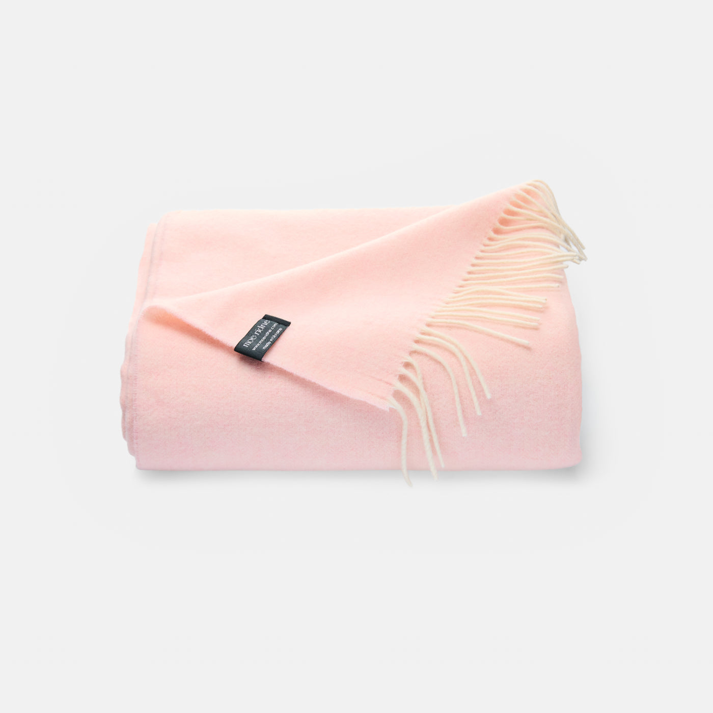 Cashmere and merino blend rose pink  blanket with fringe 140x200cm