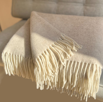 Luxury Cashmere Blanket Throw Natural Light Beige hue 