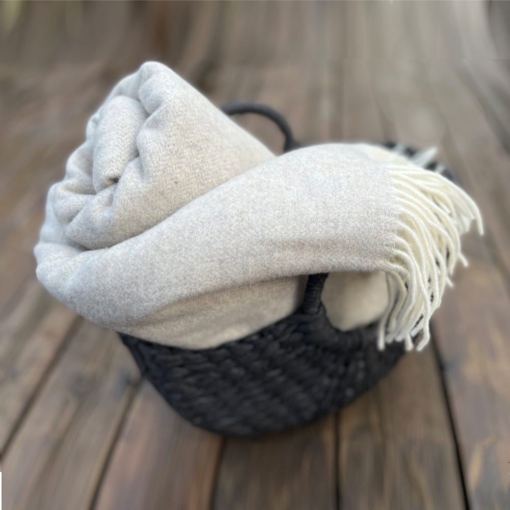 Warm Beige Cashmere and Merino wool Throw
