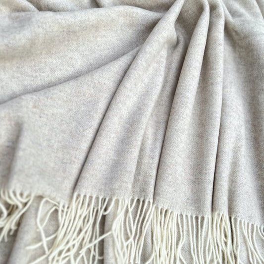 Warm Beige Cashmere and Merino wool Throw
