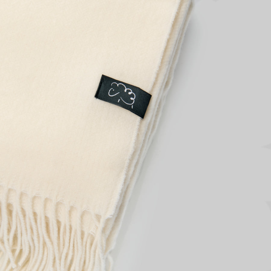 Ivory Cream Cashmere and Merino wool Blanket