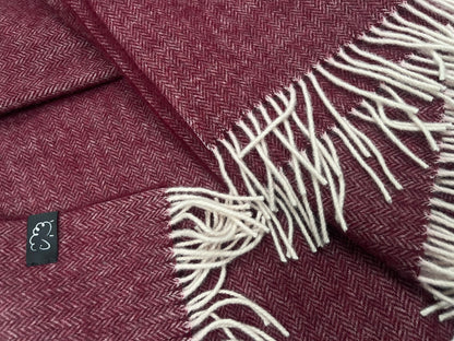 Pure Lambswool Blanket Throw Cherry Red
