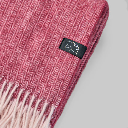 Pure Lambswool Blanket Throw Cherry Red