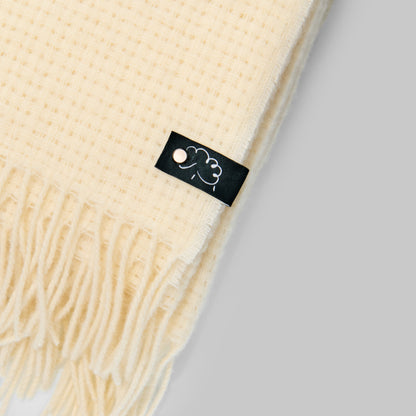 Pure New Wool Textured Blanket Cream