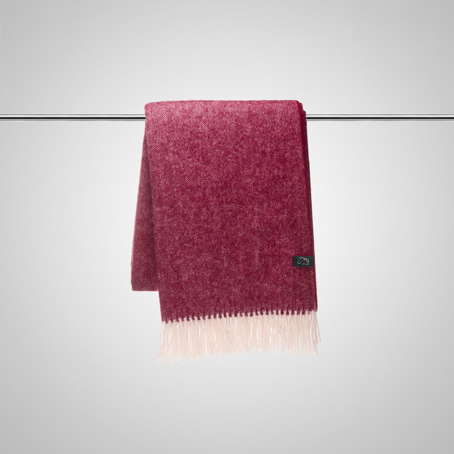 Pure Lambswool Blanket Throw Cherry Red