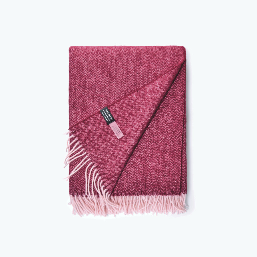 Pure Lambswool Blanket Throw Cherry Red