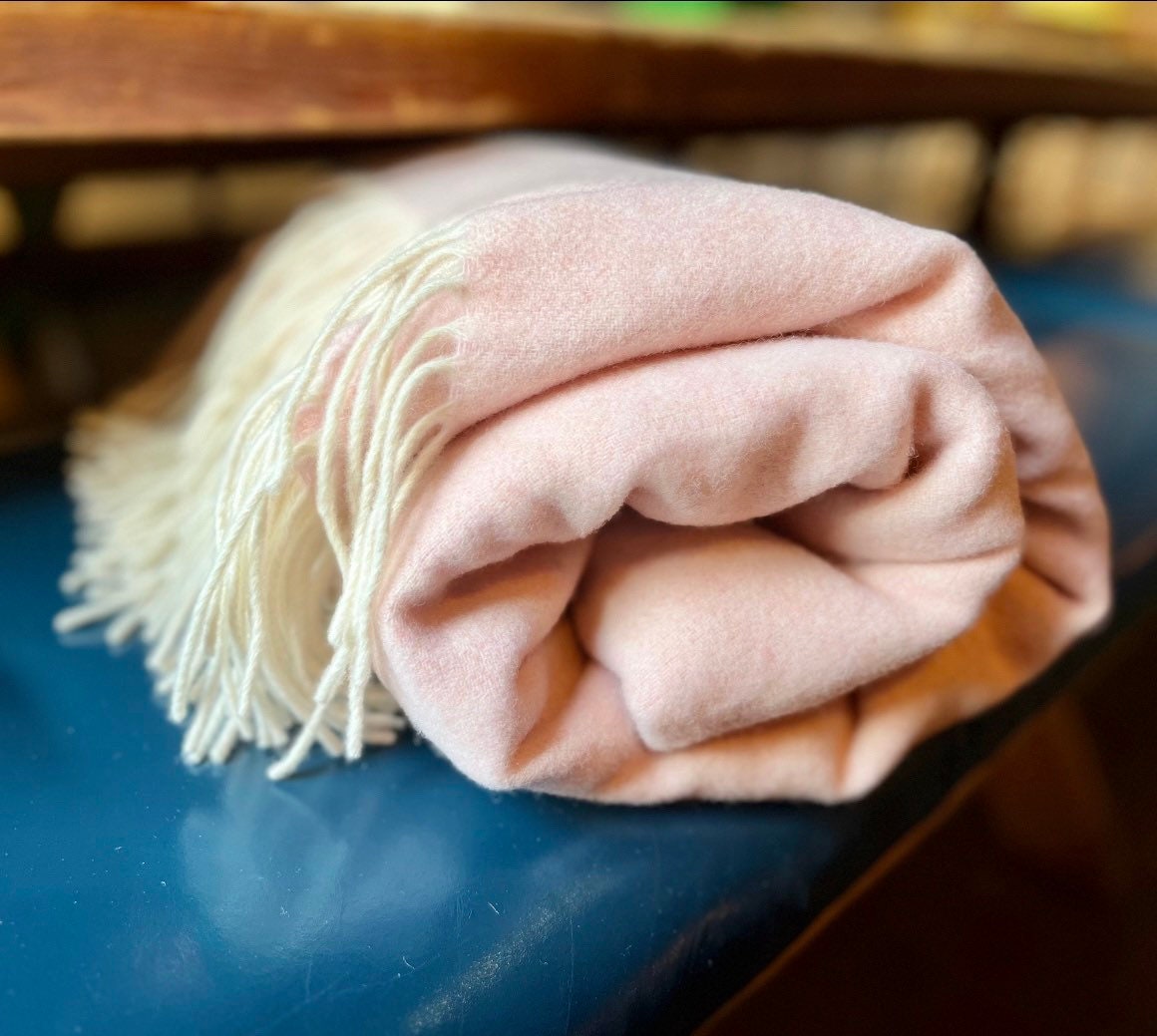 Blush Pink Cashmere and Merino wool Throw