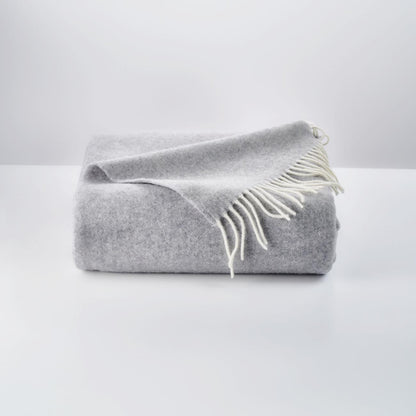 Light Chrome or Dove Grey Cashmere and Merino wool Throw