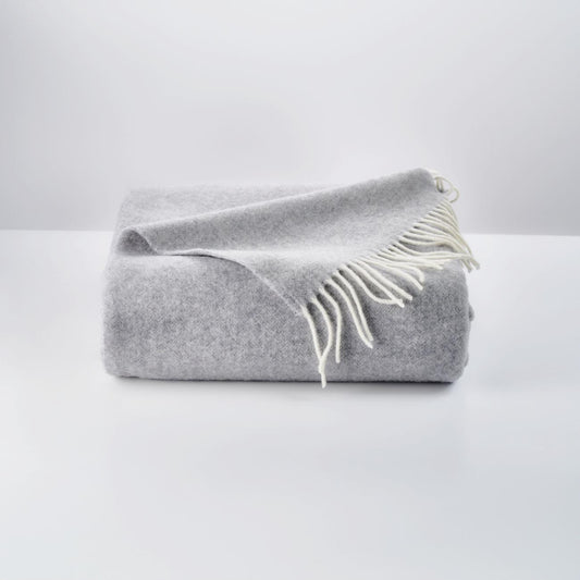 Light Chrome or Dove Grey Cashmere and Merino wool Throw