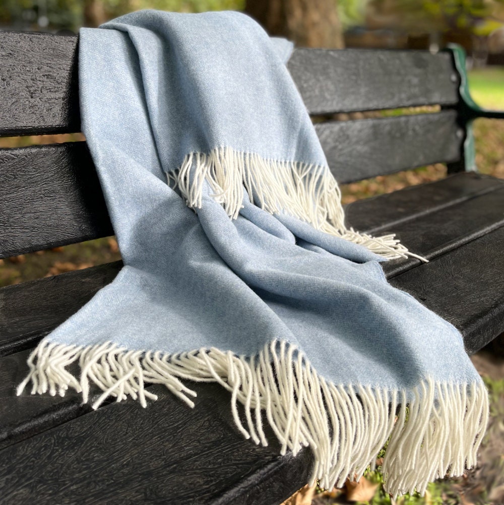 Ocean Blue Cashmere and Merino wool Throw