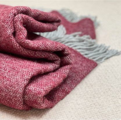 Merino Wool blend Blanket, Burgundy & Perl Grey