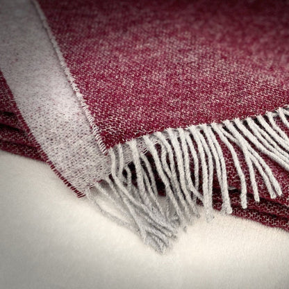 Merino Wool blend Blanket, Burgundy & Perl Grey