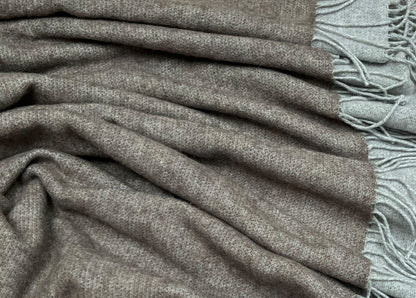 Merino Wool blend Blanket Dark Brown & Silver Grey