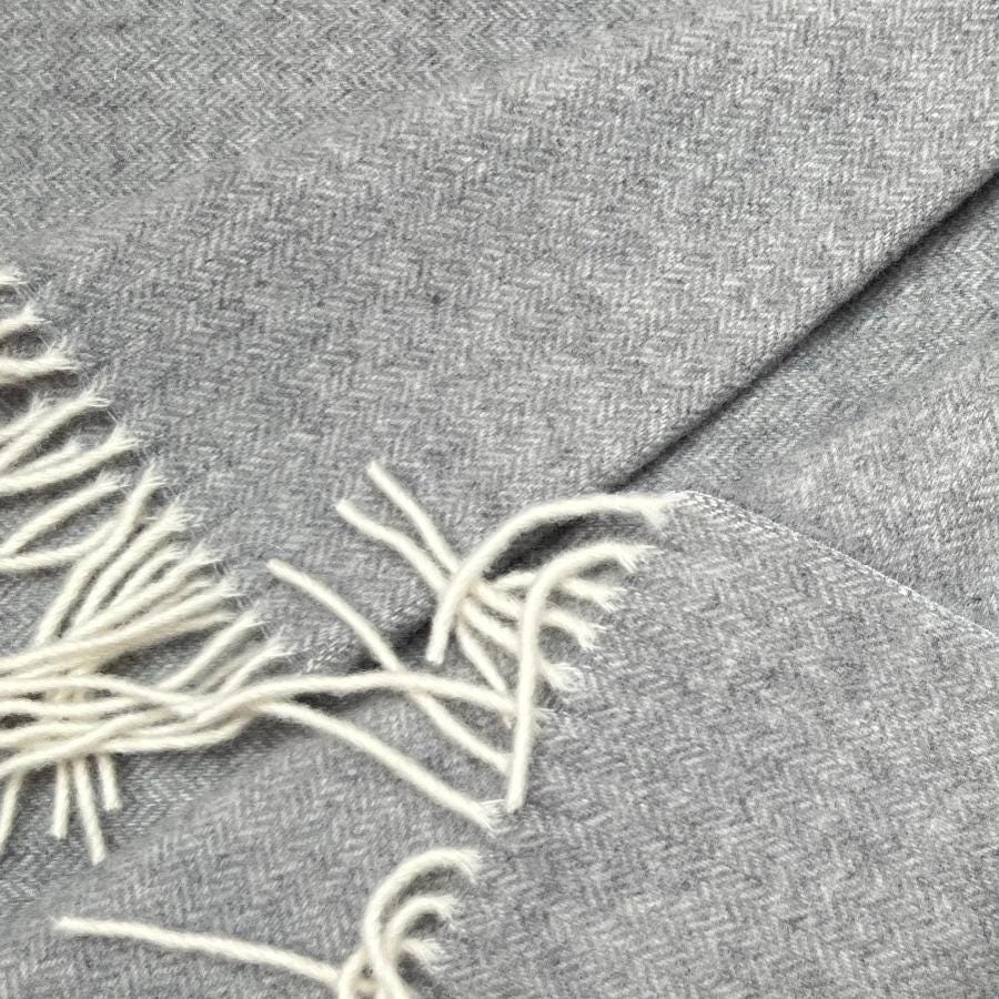 Light Chrome or Dove Grey Cashmere and Merino wool Throw