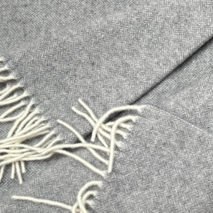 Light Chrome or Dove Grey Cashmere and Merino wool Throw