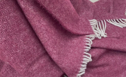 Pure Lambswool Blanket Throw Cherry Red